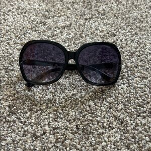Nine West Black Oversized Round Sunglasses with Dark Lenses